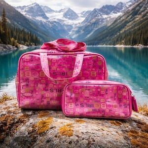 BCBG girls travel makeup bags lot of 2 like new PINK logo